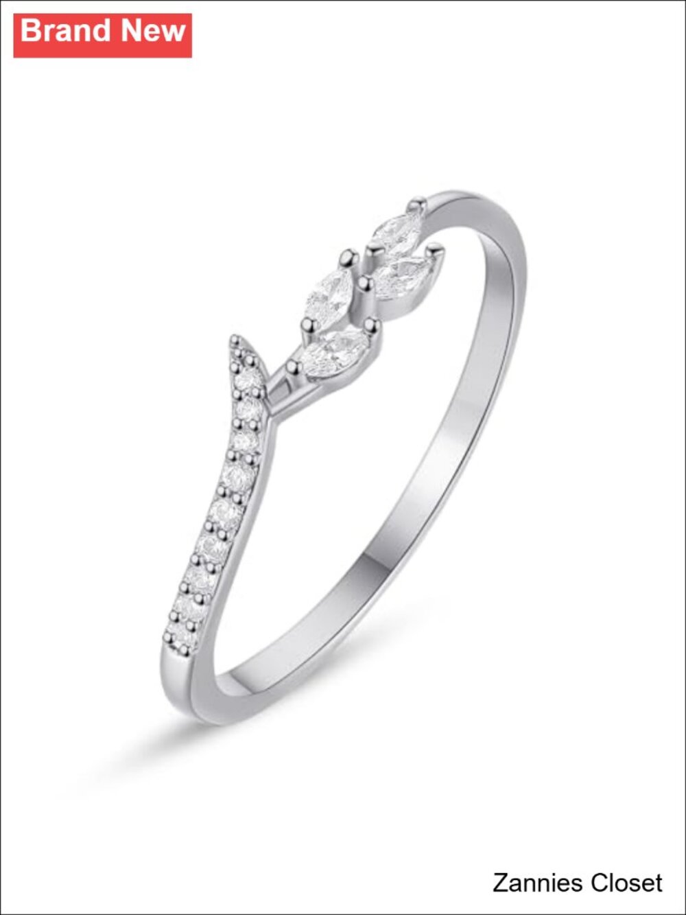 💍 Gold Plated CZ Stacking Eternity Band Rings Marquise Round Stones Size 7